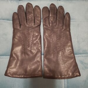 Elegant Ladies Grey Leather Gloves Sz M